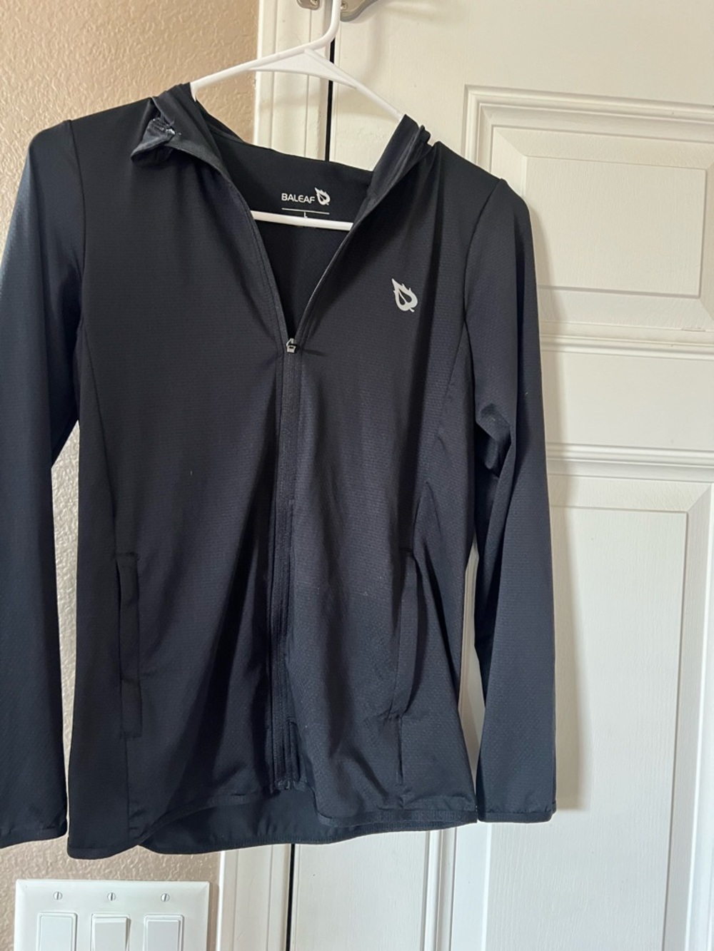 Baleaf Black Hooded Performance Zip Jacket
